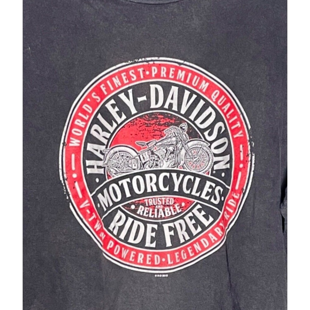 Harley Davidson Shirt Men's XL Deadwood Double Graphic Print Sleeve Hits